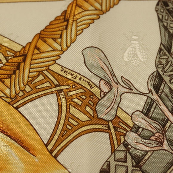 HERMES Carre 90 Scarf ""AMOURS"" Silk Pink Auth hk2958