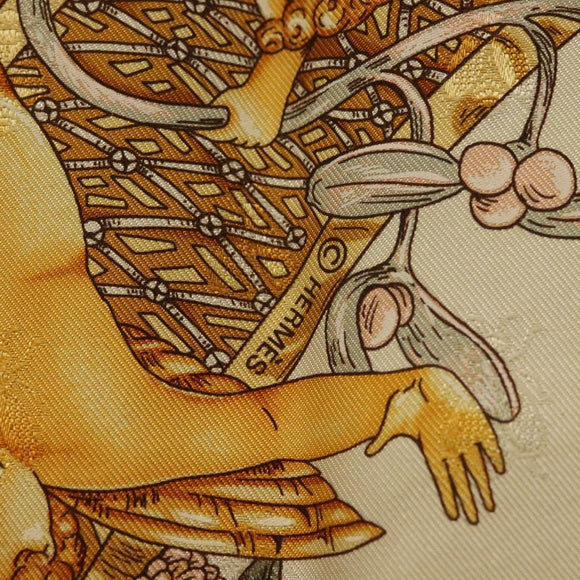 HERMES Carre 90 Scarf ""AMOURS"" Silk Pink Auth hk2958