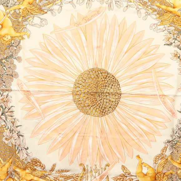 HERMES Carre 90 Scarf ""AMOURS"" Silk Pink Auth hk2958