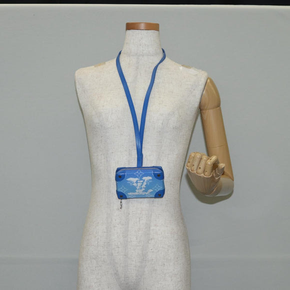 LOUIS VUITTON Monogram Clouds Trunk Necklace Wallet Blue M45440 Auth hk2959M