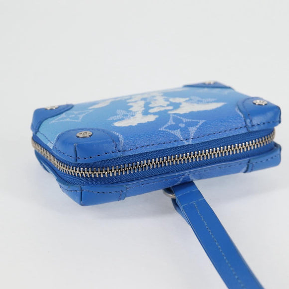 LOUIS VUITTON Monogram Clouds Trunk Necklace Wallet Blue M45440 Auth hk2959M