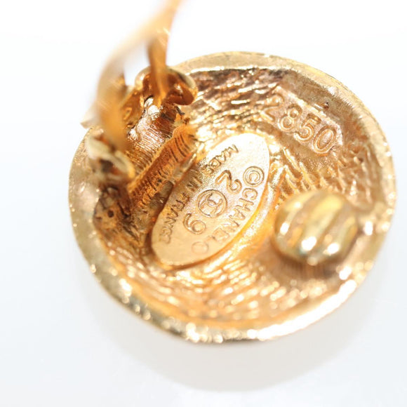 CHANEL Earring Metal Gold CC Auth hk2961