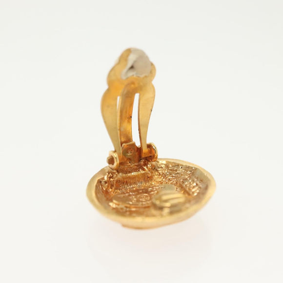CHANEL Earring Metal Gold CC Auth hk2961