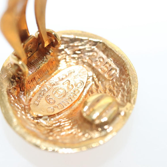 CHANEL Earring Metal Gold CC Auth hk2961