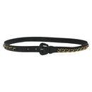 CHANEL Chain Belt Leather 34.6"" Gold Black CC Auth hk2962-1