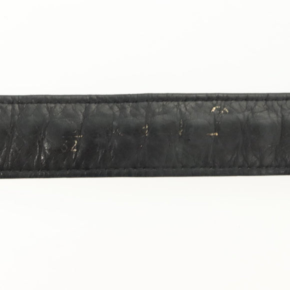 CHANEL Chain Belt Leather 34.6"" Gold Black CC Auth hk2962