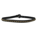 CHANEL Chain Belt Leather 34.6"" Gold Black CC Auth hk2962-2