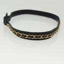 CHANEL Chain Belt Leather 34.6"" Gold Black CC Auth hk2962-3