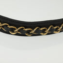 CHANEL Chain Belt Leather 34.6"" Gold Black CC Auth hk2962-5