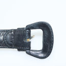 CHANEL Chain Belt Leather 34.6"" Gold Black CC Auth hk2962-7