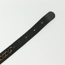 CHANEL Chain Belt Leather 34.6"" Gold Black CC Auth hk2962-8