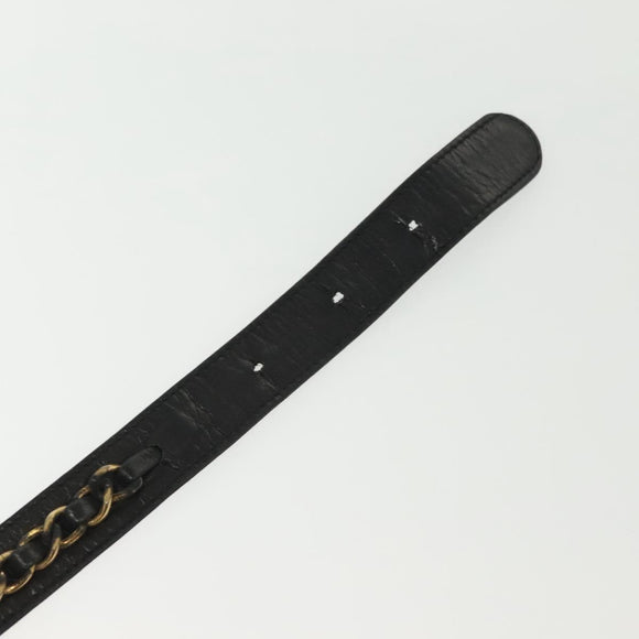 CHANEL Chain Belt Leather 34.6"" Gold Black CC Auth hk2962