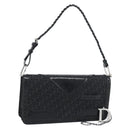 Christian Dior Trotter Canvas Shoulder Bag Black Silver Auth hk2968A-1