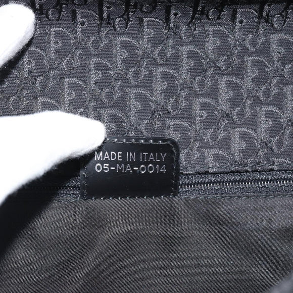 Christian Dior Trotter Canvas Shoulder Bag Black Silver Auth hk2968A