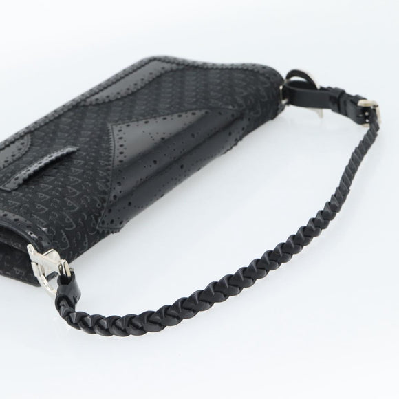 Christian Dior Trotter Canvas Shoulder Bag Black Silver Auth hk2968A