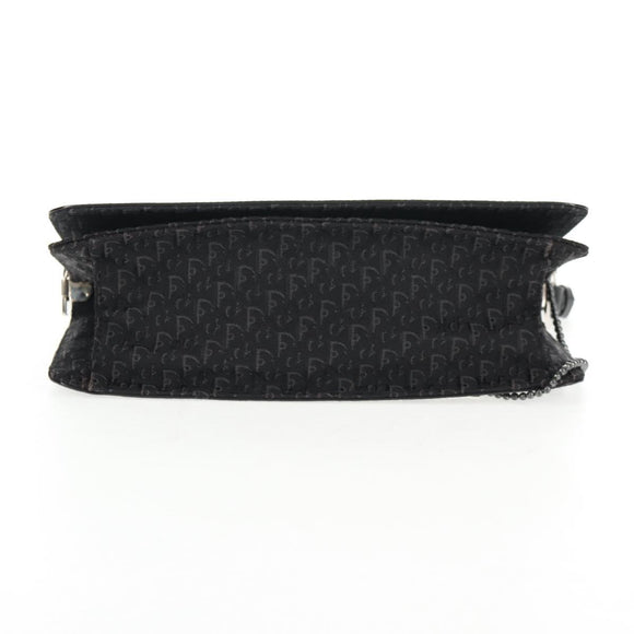 Christian Dior Trotter Canvas Shoulder Bag Black Silver Auth hk2968V