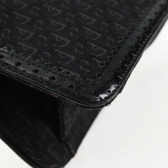 Christian Dior Trotter Canvas Shoulder Bag Black Silver Auth hk2968V