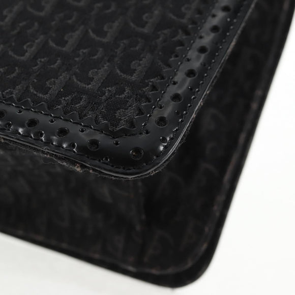 Christian Dior Trotter Canvas Shoulder Bag Black Silver Auth hk2968V