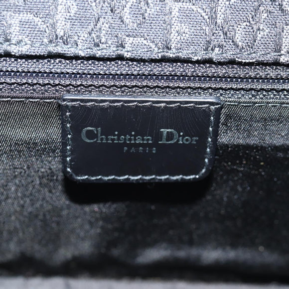 Christian Dior Trotter Canvas Shoulder Bag Black Silver Auth hk2968V
