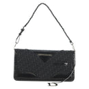 Christian Dior Trotter Canvas Shoulder Bag Black Silver Auth hk2968V-13