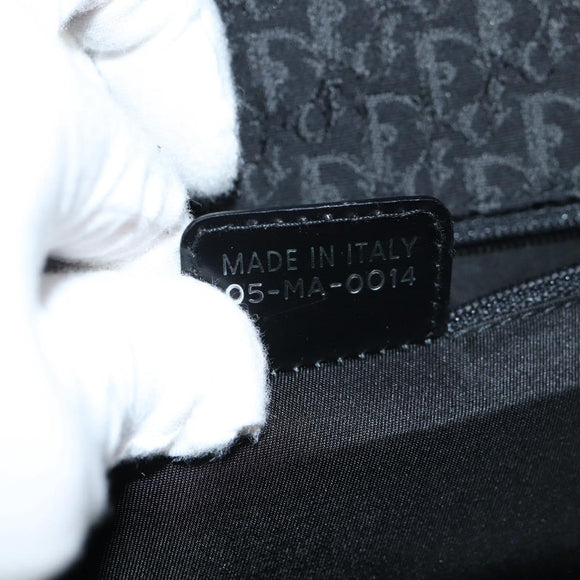 Christian Dior Trotter Canvas Shoulder Bag Black Silver Auth hk2968V