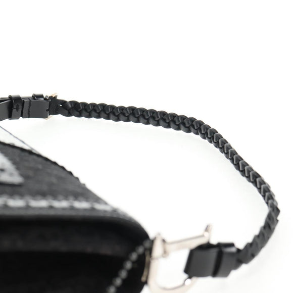 Christian Dior Trotter Canvas Shoulder Bag Black Silver Auth hk2968V