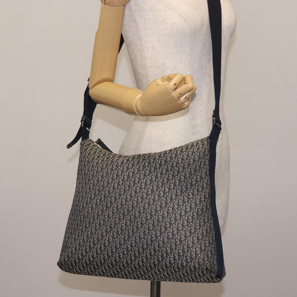 Christian Dior Trotter Canvas Shoulder Bag Navy Auth hk2969