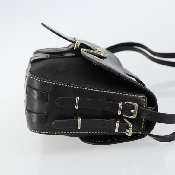 FENDI Shoulder Bag Leather Black Auth hk2970