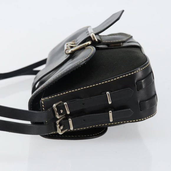 FENDI Shoulder Bag Leather Black Auth hk2970