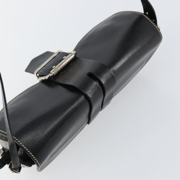 FENDI Shoulder Bag Leather Black Auth hk2970