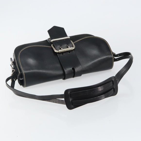 FENDI Shoulder Bag Leather Black Auth hk2970
