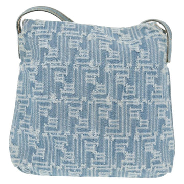 FENDI Zucca Canvas Mamma Baguette Shoulder Bag Denim Blue Gold Auth hk2972V - 0