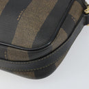 FENDI Pecan Canvas Shoulder Bag PVC Black Brown gold Auth hk2973-16