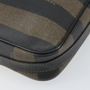 FENDI Pecan Canvas Shoulder Bag PVC Black Brown gold Auth hk2973-9