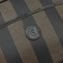 FENDI Pecan Canvas Shoulder Bag PVC Black Brown gold Auth hk2973-17