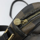 FENDI Pecan Canvas Shoulder Bag PVC Black Brown gold Auth hk2973-10