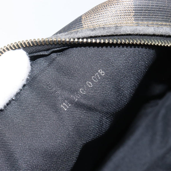 FENDI Pecan Canvas Shoulder Bag PVC Black Brown gold Auth hk2973