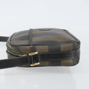 FENDI Pecan Canvas Shoulder Bag PVC Black Brown gold Auth hk2973-4