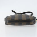 FENDI Pecan Canvas Shoulder Bag PVC Black Brown gold Auth hk2973-5