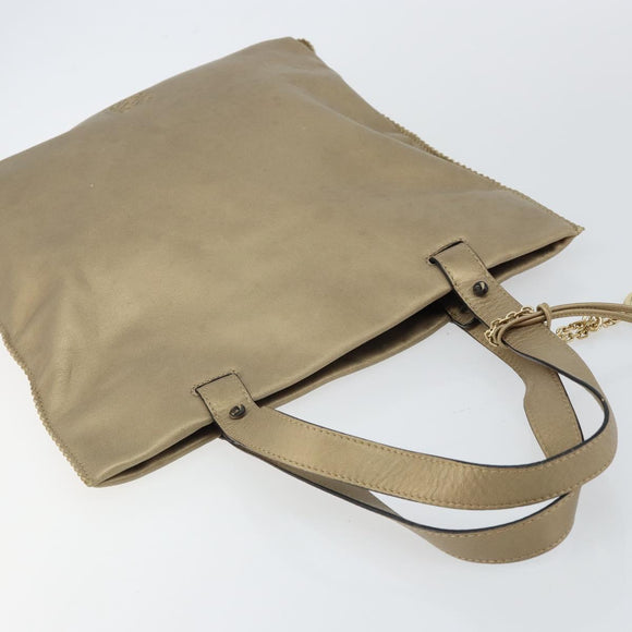 LOEWE Anagram Tote Bag Leather Gold Auth hk2975