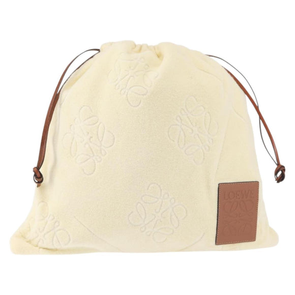 LOEWE Anagram Drawstring Pouch Pile Beige Auth hk2976
