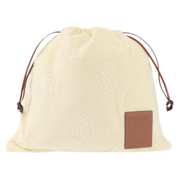 LOEWE Anagram Drawstring Pouch Pile Beige Auth hk2976