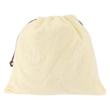 LOEWE Anagram Drawstring Pouch Pile Beige Auth hk2976 - 0