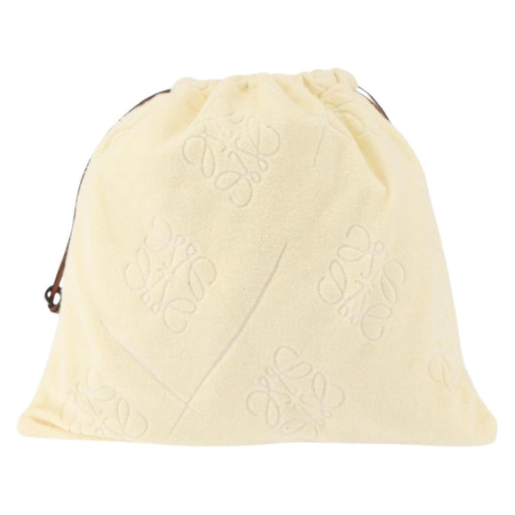 LOEWE Anagram Drawstring Pouch Pile Beige Auth hk2976