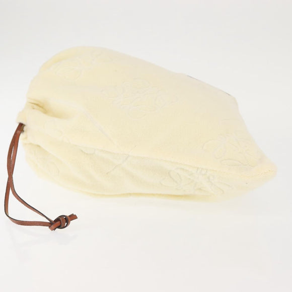 LOEWE Anagram Drawstring Pouch Pile Beige Auth hk2976