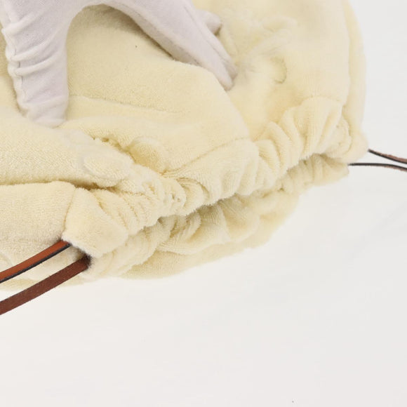 LOEWE Anagram Drawstring Pouch Pile Beige Auth hk2976