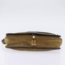 LOEWE Anagram Shoulder Bag Suede Leather Beige Gold Auth hk2979-5