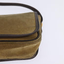 LOEWE Anagram Shoulder Bag Suede Leather Beige Gold Auth hk2979-15