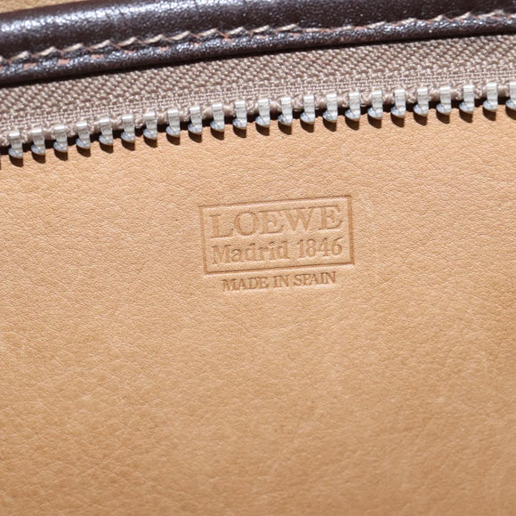 LOEWE Anagram Shoulder Bag Suede Leather Beige Gold Auth hk2979