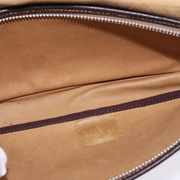 LOEWE Anagram Shoulder Bag Suede Leather Beige Gold Auth hk2979